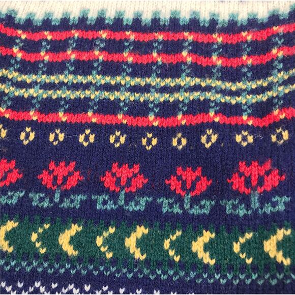 EDINBURGH Lambswool Cardigan Sz M VTG 80's Oversize Holiday Cozy Made Scotland - Picture 6 of 13